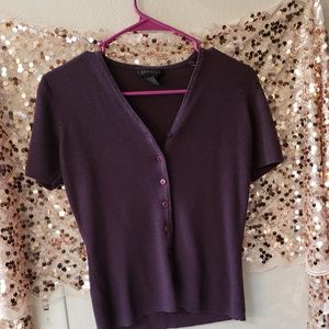 EXPRESS Ribbed Button Down Slender Short Sleeve